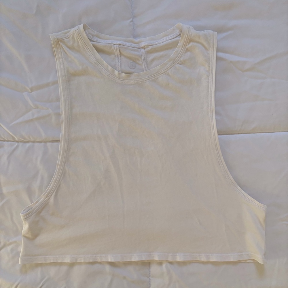 lululemon athletica White Muscle Tee Crop Tank